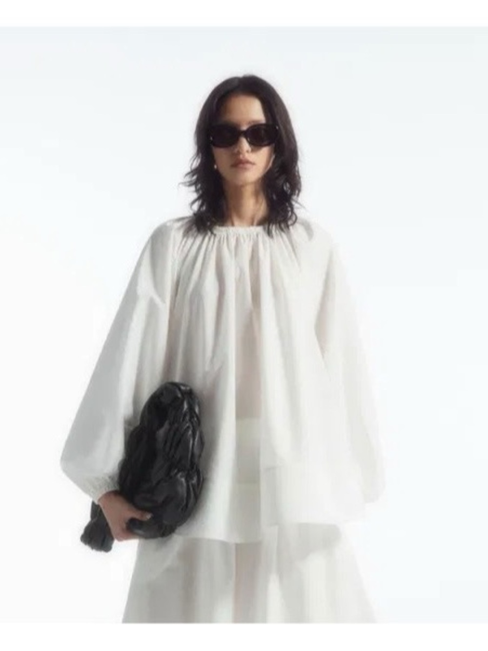 COS Oversized Balloon Sleeve Blouse in White Size 12